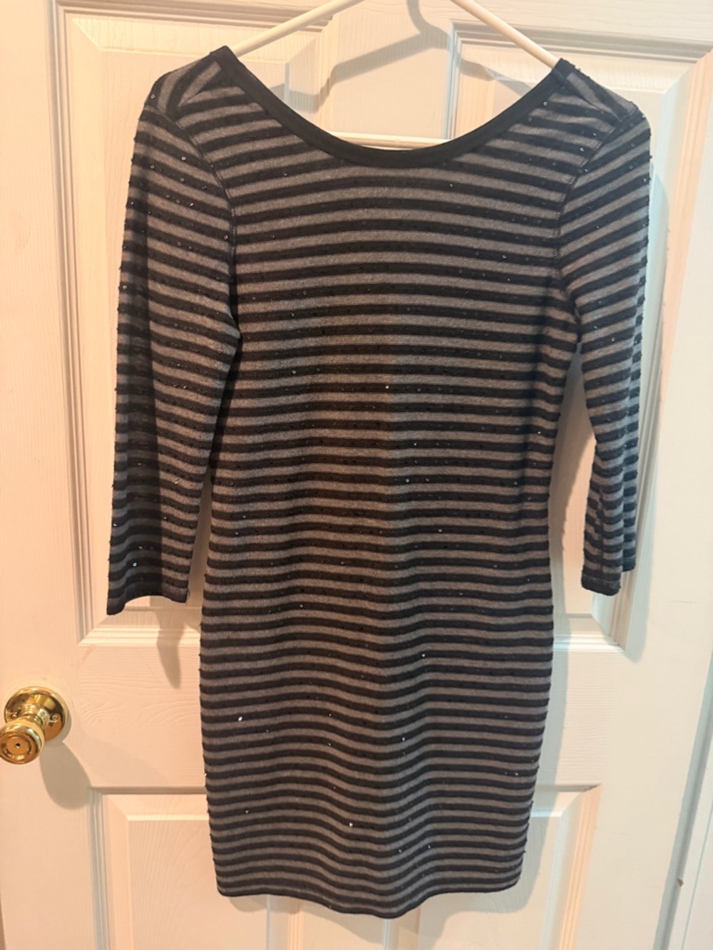 Striped Black and Gray Knit Dress